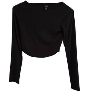 Women's Wild Fable Black Crop Top w/ Rounded Bottom Size XS